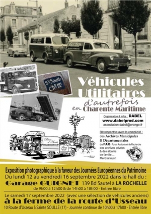 Exposition : véhicules utilitaires d'autrefois en Charente-Maritime - Journées du Patrimoine 2022