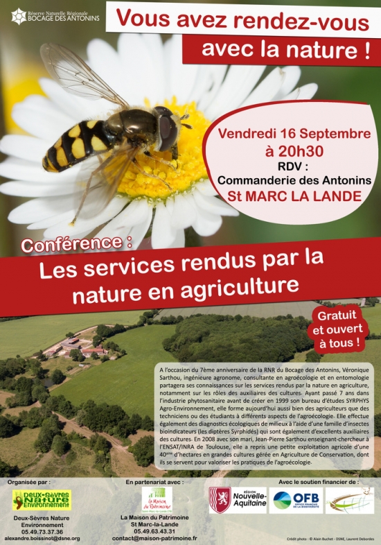 Conférence : « Les services rendus par la nature en agriculture » - Journées du Patrimoine 2022